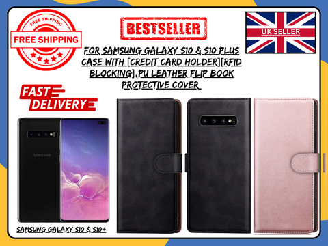 Samsung Galaxy S10/S10 Plus Wallet Leather Case Premium Magnetic Flip Cover, UK