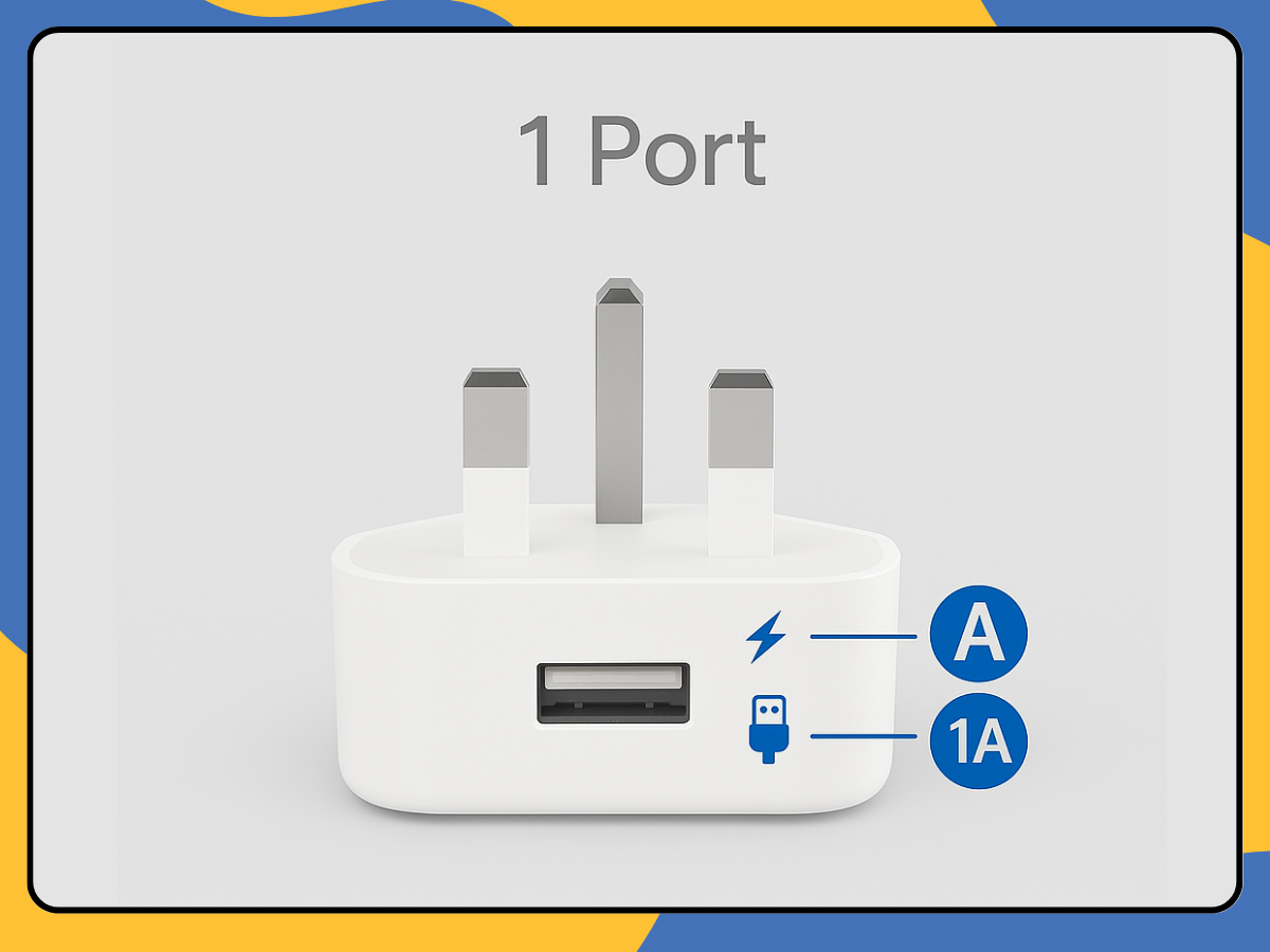 UK 3 Pin USB Wall Charger Plug Mains Fast Charging 1-Port Adapter for All Phones