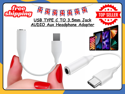 USB Type-C to 3.5mm Aux Headphone Jack Audio Adapter Cable for Type-C Phones UK