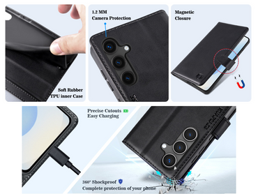 Samsung Galaxy S25 Edge Leather Wallet Case Magnetic Stand Flip Cover Shockproof