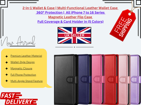 iPhone 7 8 Plus X XS Max XR 11 12 13 14 15 16 Pro Max Leather Magnet Wallet Case