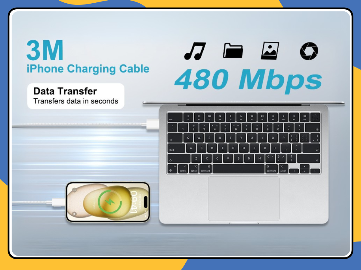 Heavy Duty Braided USB Fast Charger Cable for iPhone 14 13 12 11 X 8 7 1M 2M 3M