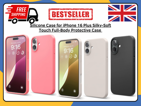 iPhone 16 Plus Liquid Silicone Case Shockproof Matte TPU Back Phone Cover UK