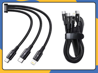 3 in 1 Fast Charging Cable USB-C PD Micro USB Charger Cord for Android Black UK