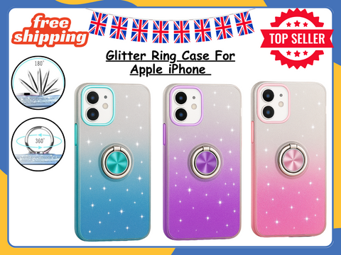 Glitter Magnetic Ring Shockproof Case For iPhone 16 15 14 13 12 Pro Max Cover UK