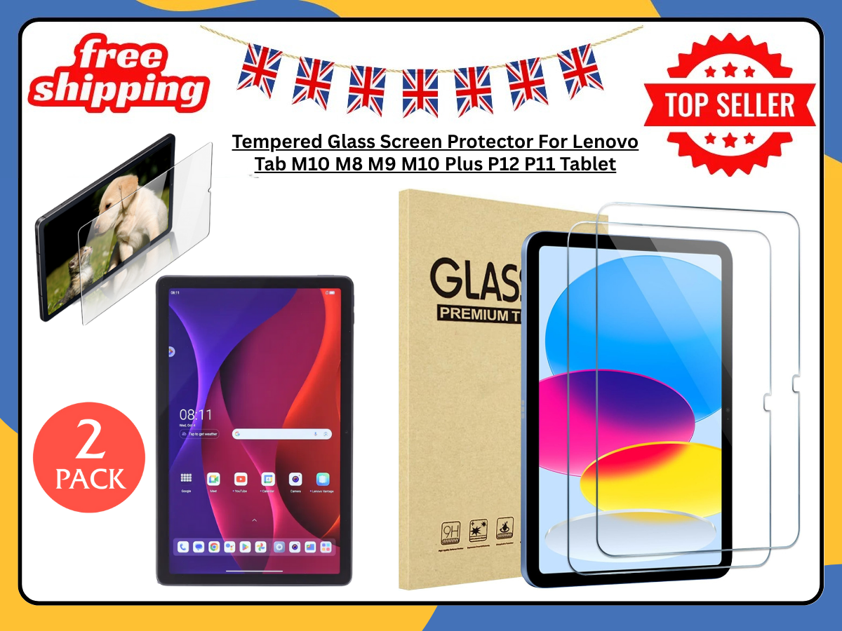 2X Tempered Glass Screen Protector For Lenovo Tab M10 M8 M9 P12 P11 Tablet UK
