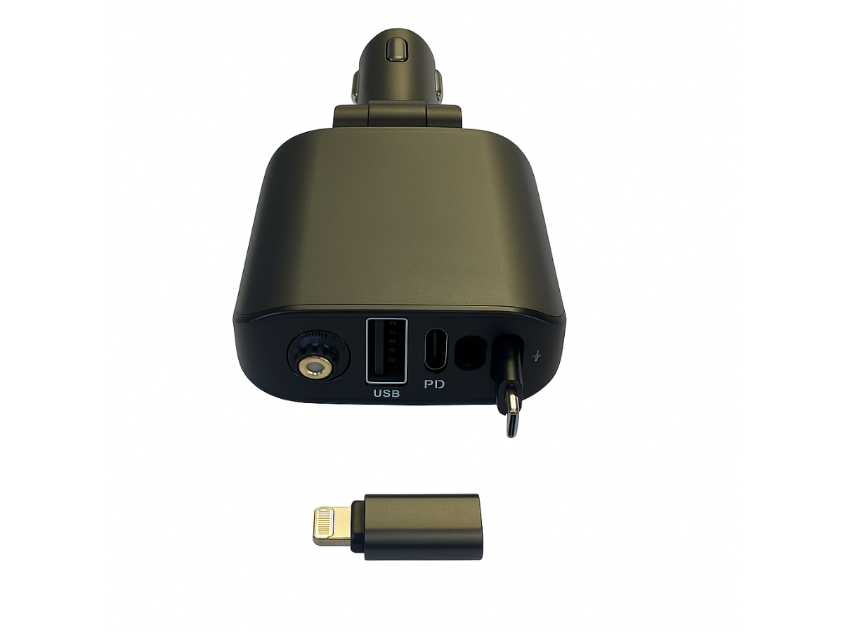 Fast Car Charger Adapter 3-Port USB-C PD QC4.0 Retractable Cable iPhone Android