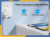 UK 3 Pin Dual USB Wall Charger Plug Mains Fast Charging 2-Port Adapter All Phone