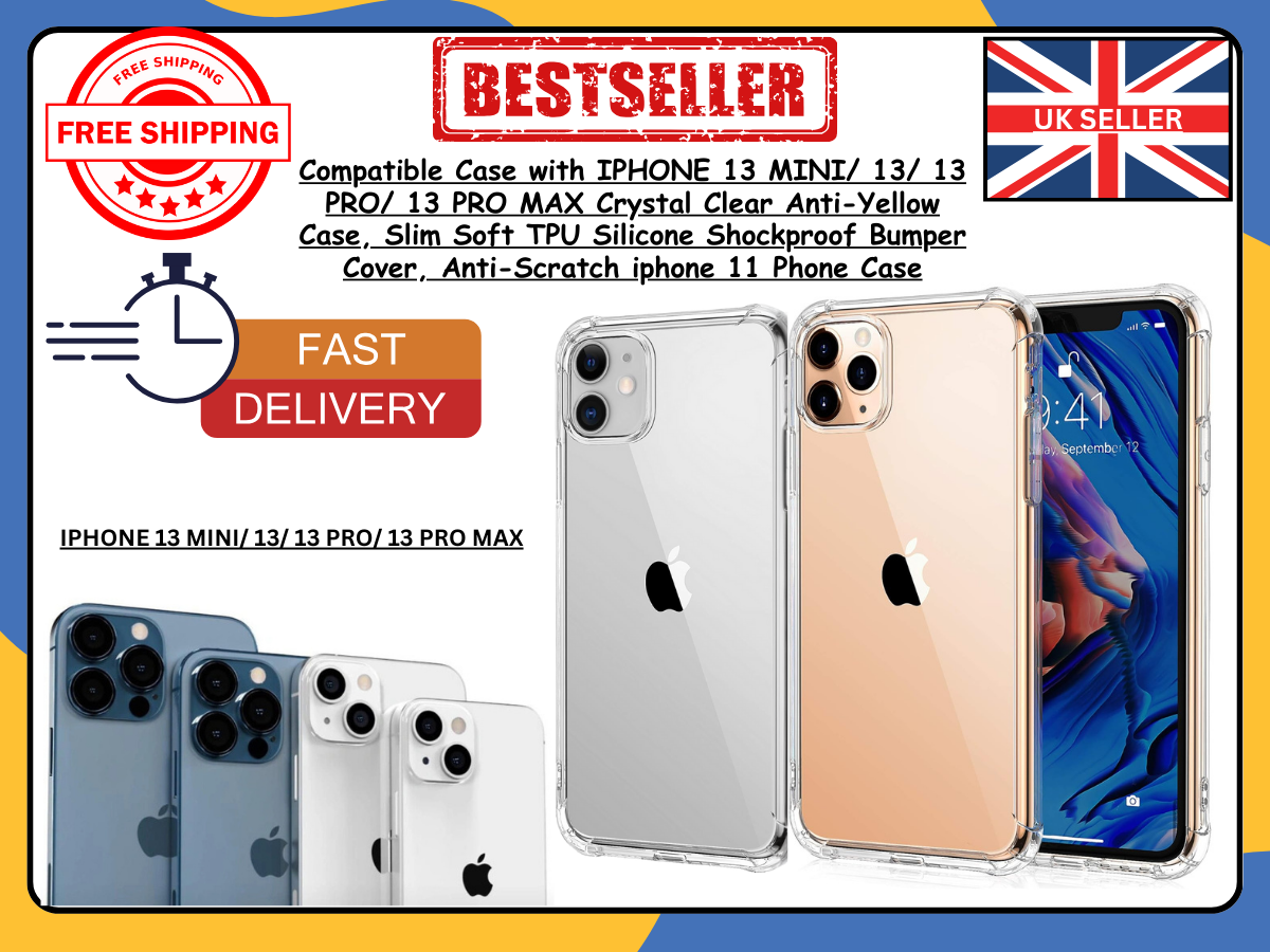 iPhone 13/13 Pro/Pro Max Clear Shockproof Slim Silicone Gel Case Phone Cover