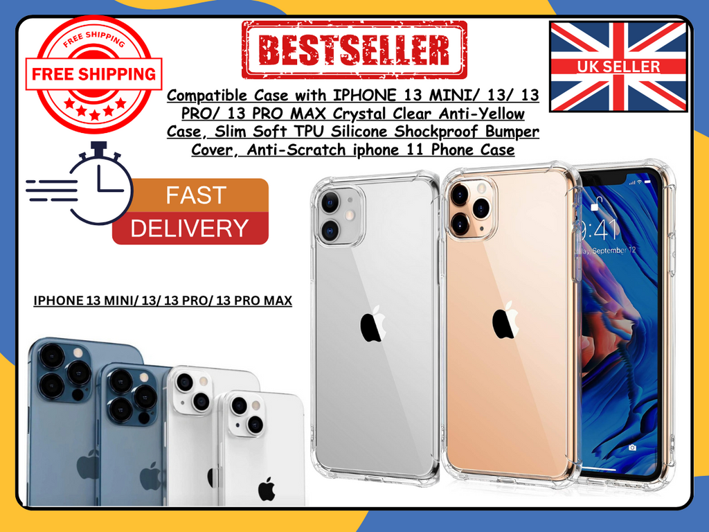 iPhone 13/13 Pro/Pro Max Clear Shockproof Slim Silicone Gel Case Phone Cover