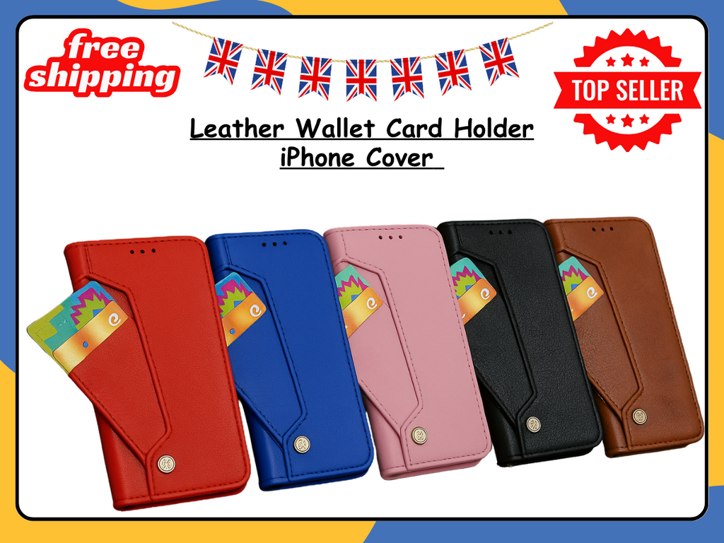 iPhone XR 7 8 15 14 13 12 11 Pro Max Leather Wallet Card Holder Phone Case UK