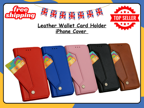 iPhone XR 7 8 15 14 13 12 11 Pro Max Leather Wallet Card Holder Phone Case UK