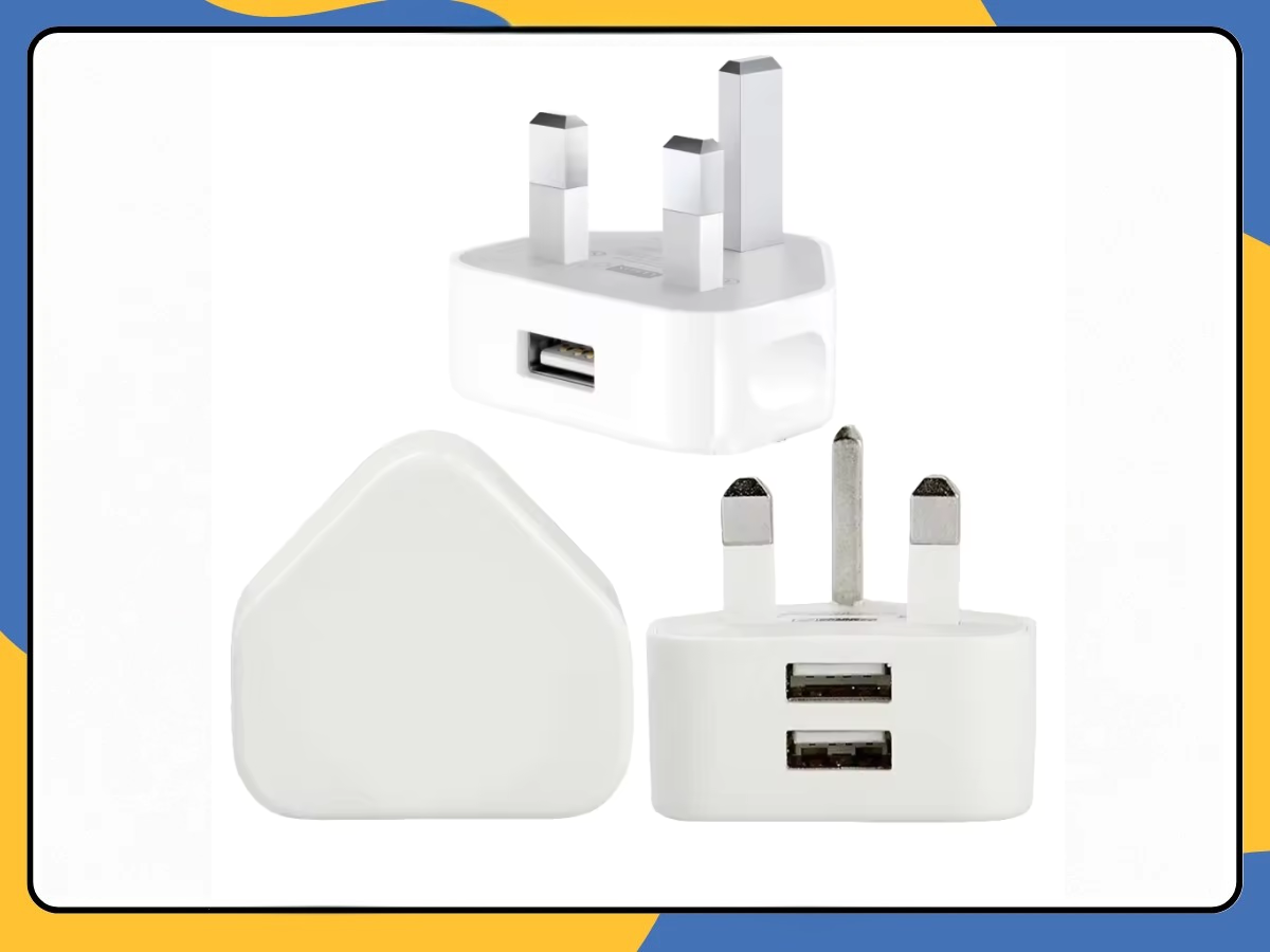 UK 3 Pin Dual USB Wall Charger Plug Mains Fast Charging 2-Port Adapter for Phone