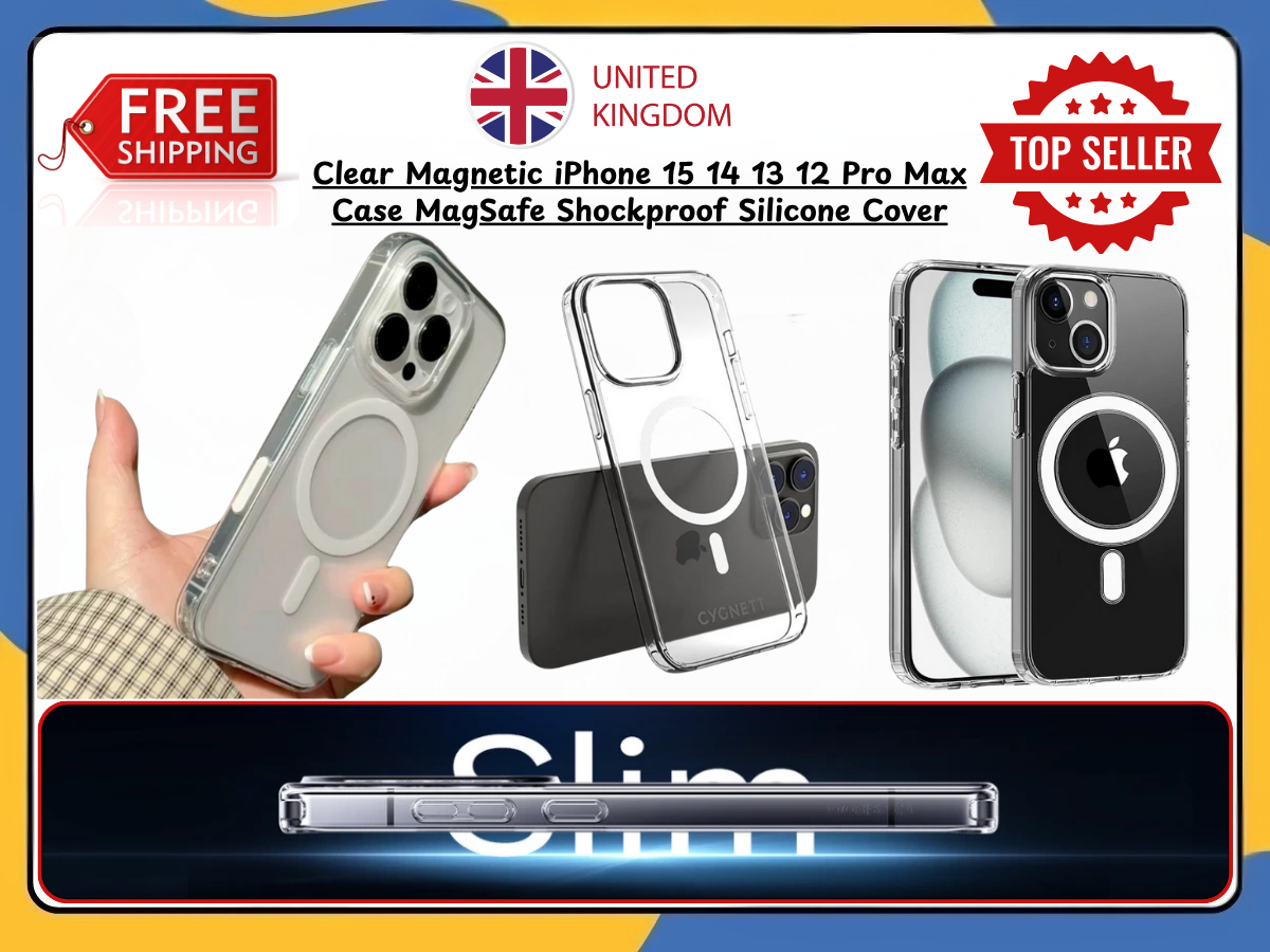 Clear Magnetic iPhone 15 14 13 12 Pro Max Case MagSafe Shockproof Silicone Cover