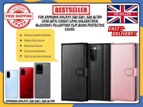 Samsung Galaxy S20/S20 Plus/S20 Ultra FE Premium Wallet Leather Magnetic Case UK