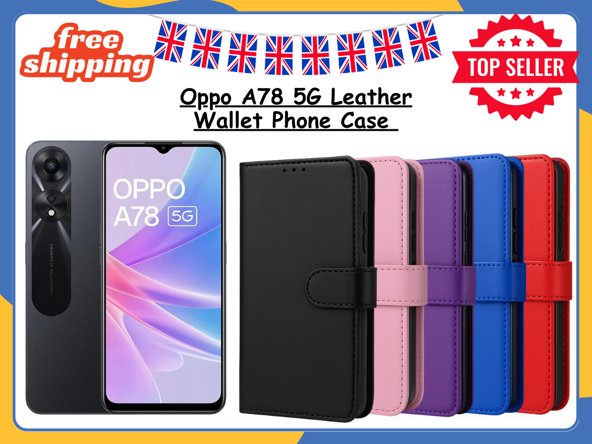 For OPPO A78 5G PU Leather Wallet Flip Case Shockproof Stand Slim Phone Cover UK