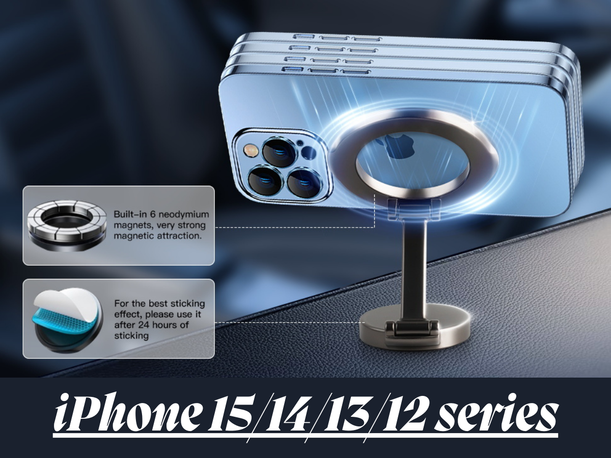 MagSafe Holder for iPhone 16 15 14 13 Pro Max & Samsung Magnetic 360° Car Mount