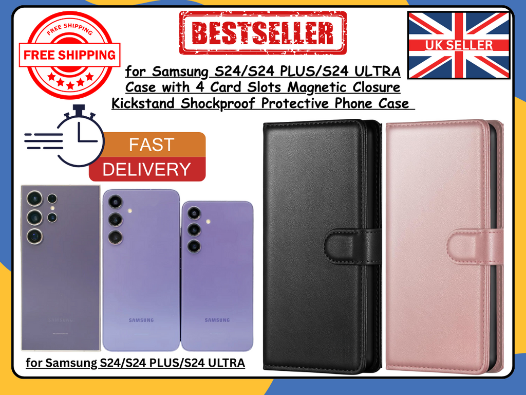 Samsung Galaxy S24/S24+/Ultra Wallet Case Flip Leather Cover with Card Slots-UK