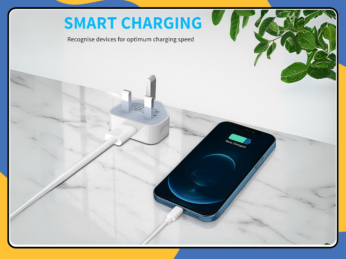 UK 3 Pin USB Wall Charger Plug Mains Fast Charging 1-Port Adapter for All Phones