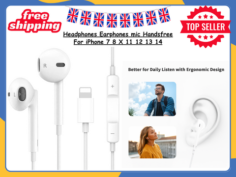 Apple Headphones EARPHONES Wired EARBUDS FOR iPhone 7 8 13 X 11 12 13 14 MAX  UK