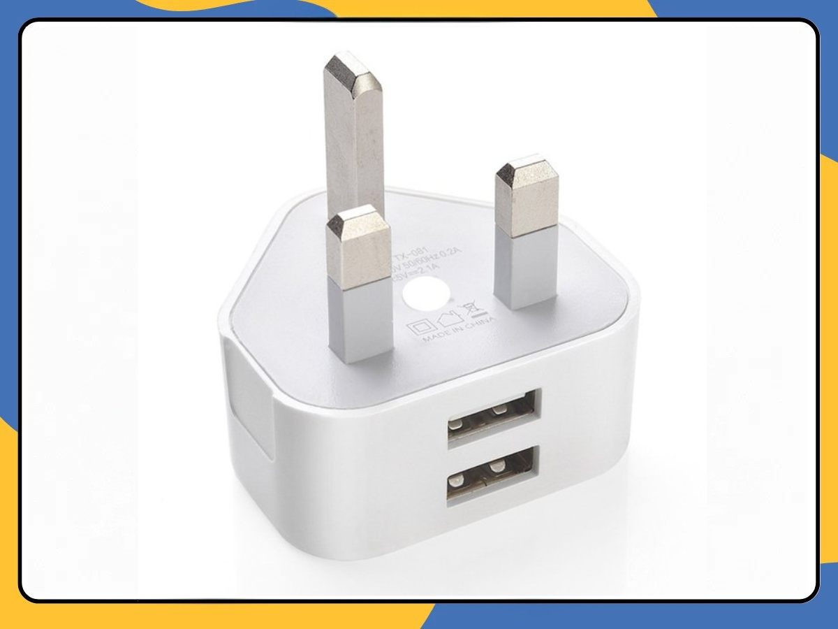 UK 3 Pin Dual USB Wall Charger Plug Mains Fast Charging 2-Port Adapter for Phone