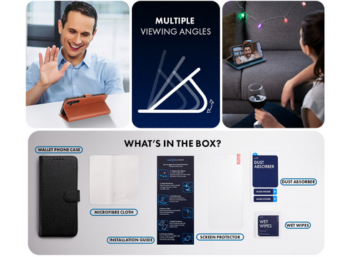 Motorola G35 G45 G55 G85 Folio Leather Gel Wallet Case Flip Cover with Card Slot