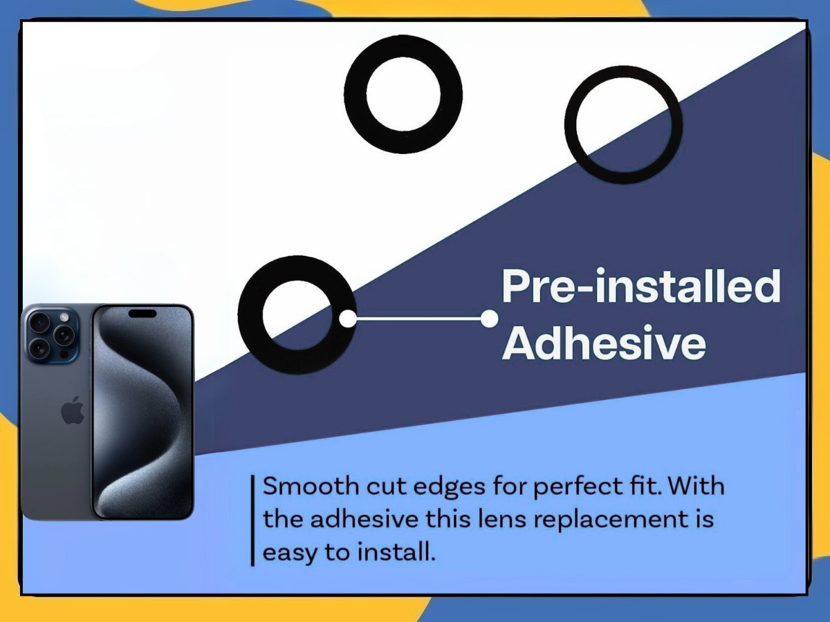 iPhone 15 Pro Max Rear Camera Glass Lens Replacement 3pc Adhesive OEM Quality UK