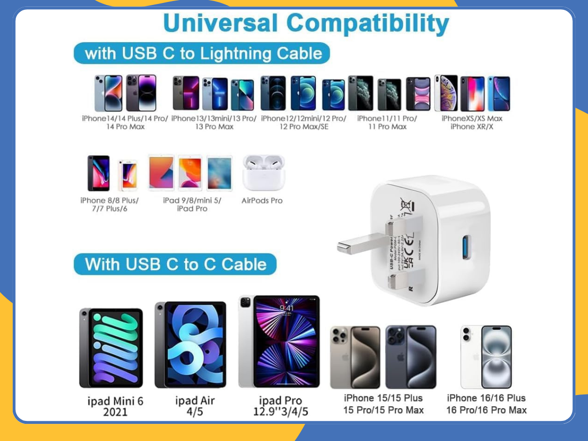 USB-C 20W PD Fast Charger Power Adapter Plug For iPhone 15 13 12 Pro Max Samsung