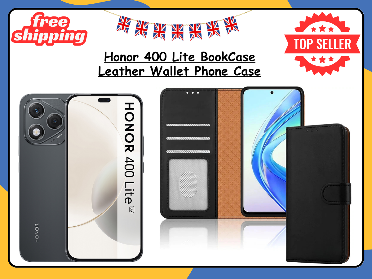 Honor 400 Lite 5G Leather Wallet Case Flip Stand  Phone Cover & Card Slots UK