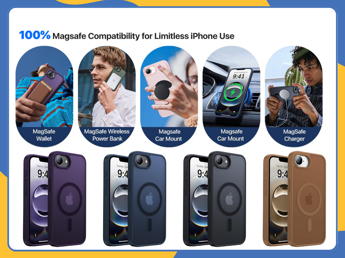 iPhone 16E MagSafe Case Translucent Frosted Matte Magnetic Shockproof Slim Cover