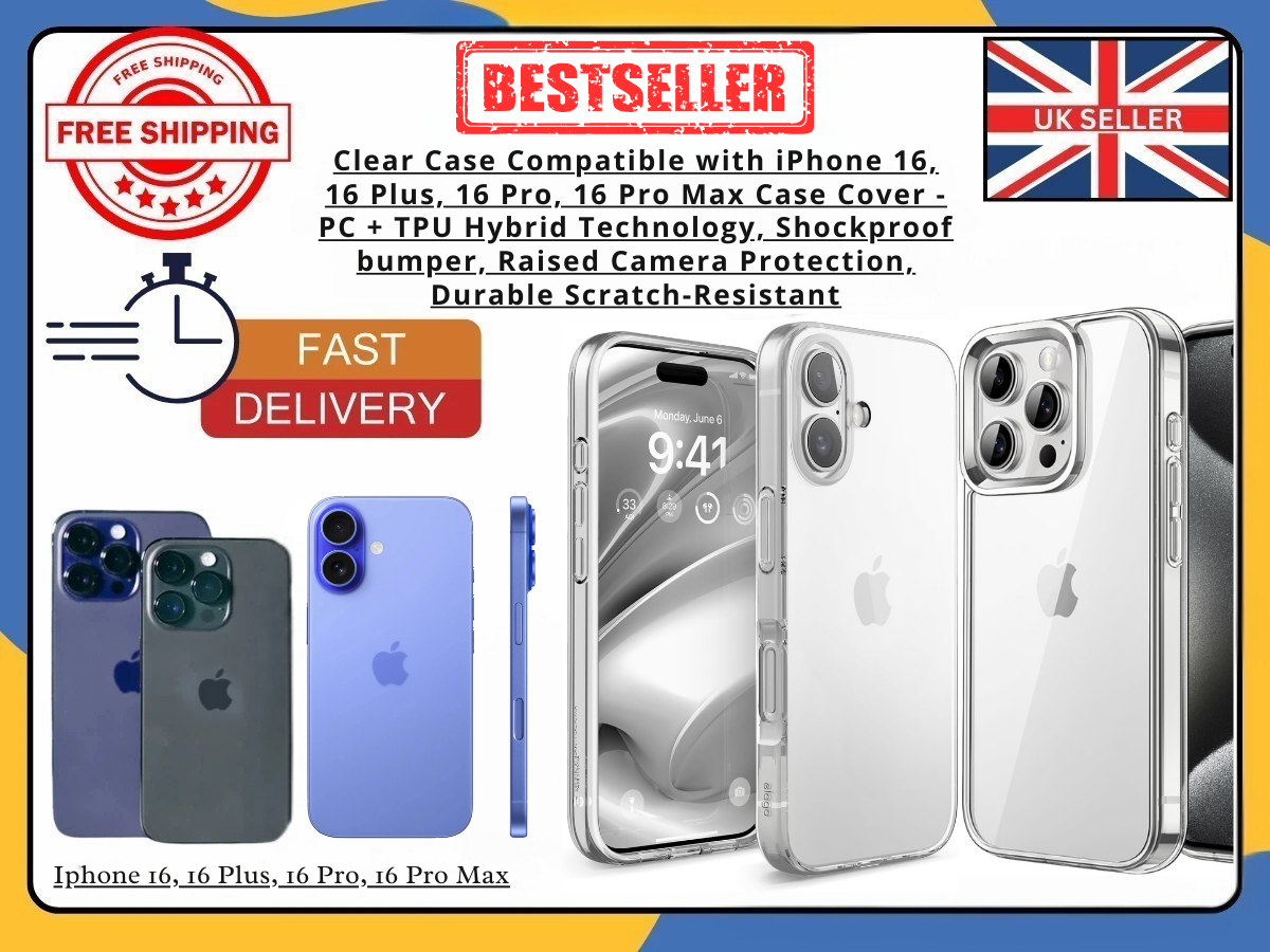 iPhone 16/16 Plus/16 Pro/16 Pro Max Clear Shockproof Silicone Gel Case UK Seller