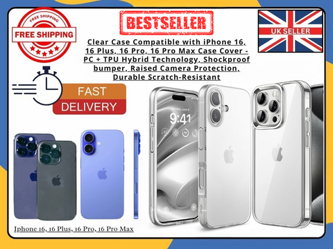 iPhone 16/16 Plus/16 Pro/16 Pro Max Clear Shockproof Silicone Gel Case UK Seller