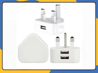 UK 3 Pin Dual USB Wall Charger Plug Mains Fast Charging 2-Port Adapter All Phone