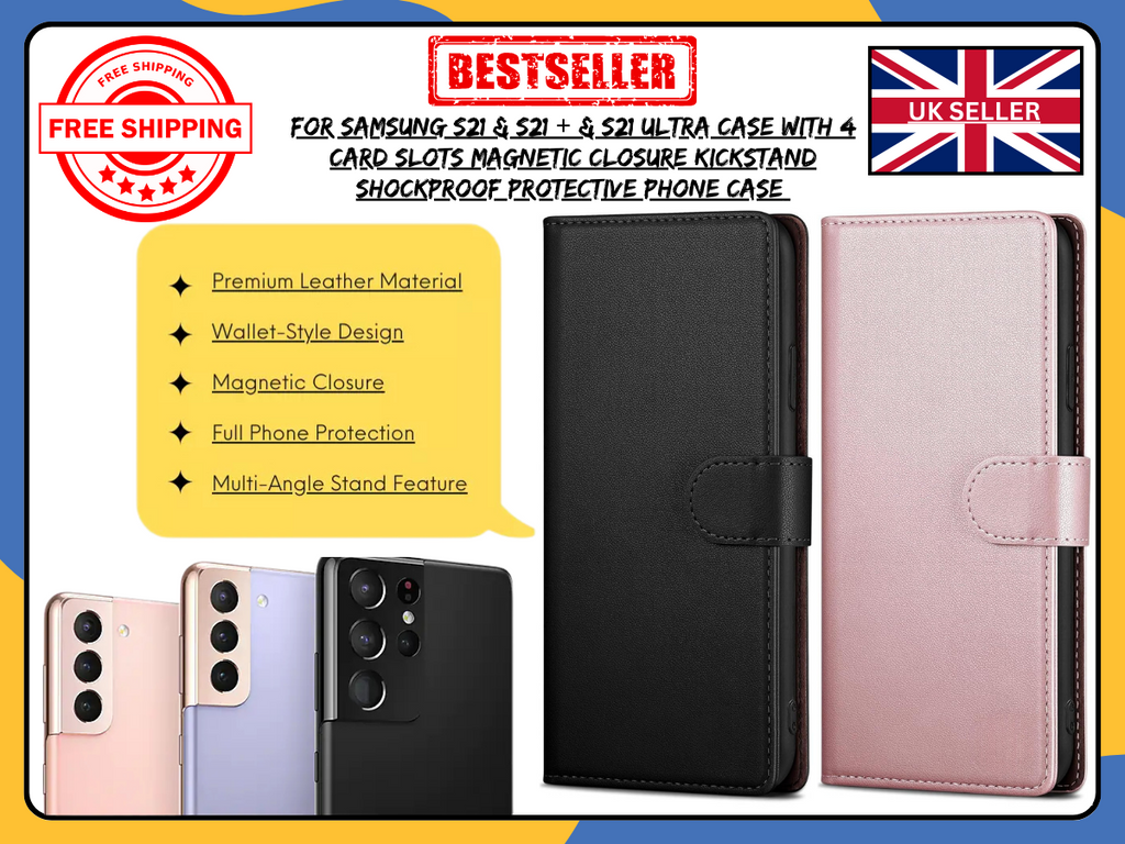 For Samsung Galaxy S21/S21+/S21 Ultra Leather Wallet Flip Case Phone Cover UK