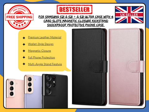 For Samsung Galaxy S21/S21+/S21 Ultra Leather Wallet Flip Case Phone Cover UK