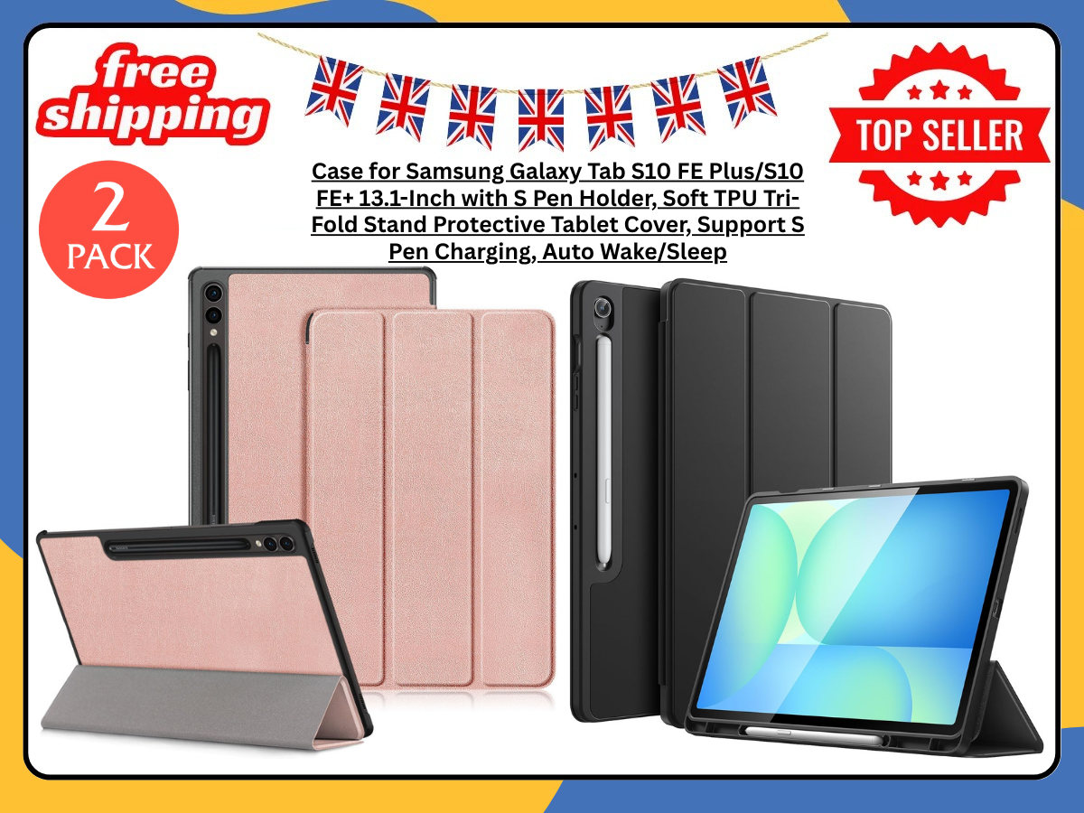 2x Case For Samsung Galaxy Tab S10 FE+Plus Tri-Fold Cover With S Pen Holder UK