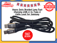 Heavy Duty Braided Type-C to Type C Cable Fast Charging Long Lead for Samsung UK