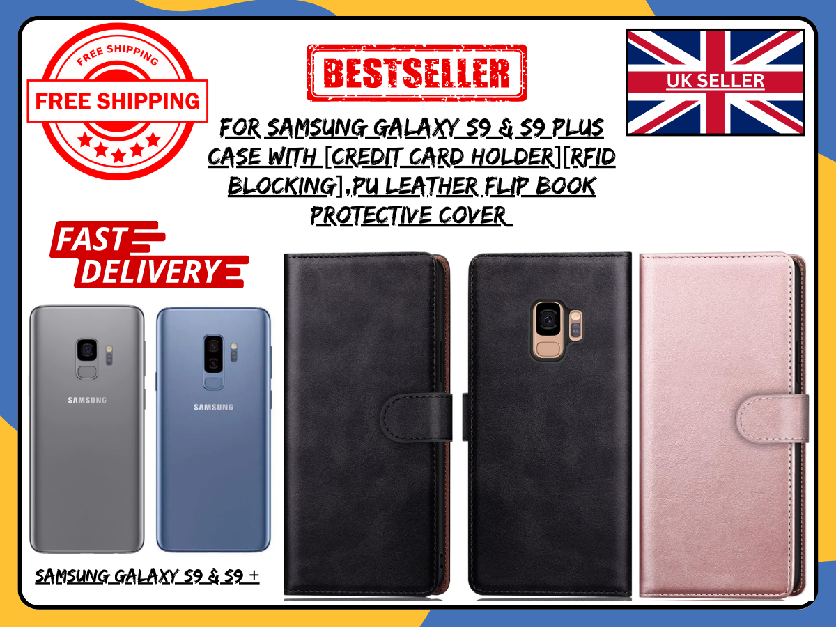 For Samsung Galaxy S9/S9 Plus Leather Wallet Flip Case | Card Holder Cover UK