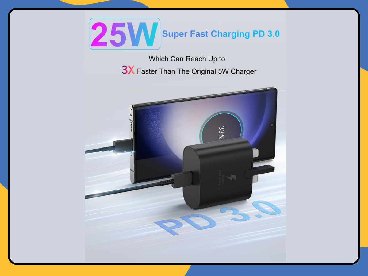 25W USB-C Fast Charger Plug PD UK 3 Pin Wall Adapter for Samsung iPhone Pixel UK