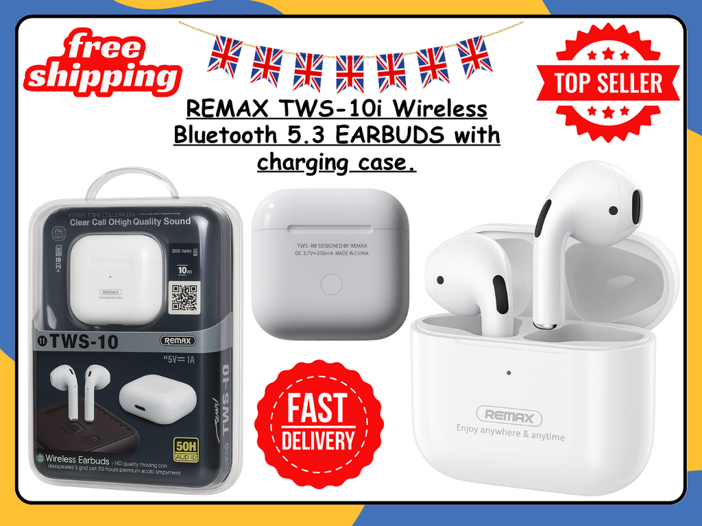 REMAX TWS-10i Wireless Earbuds Bluetooth 5.3 Headphones Charging Case UK