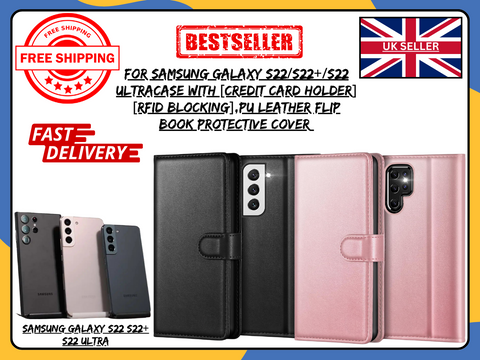 PU Leather Wallet Case for Samsung Galaxy S22/S22+/S22 Ultra Flip Cover UK