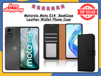 Motorola Moto E14 Wallet Case PU Leather Flip Stand Cover Card Slots Magnetic UK