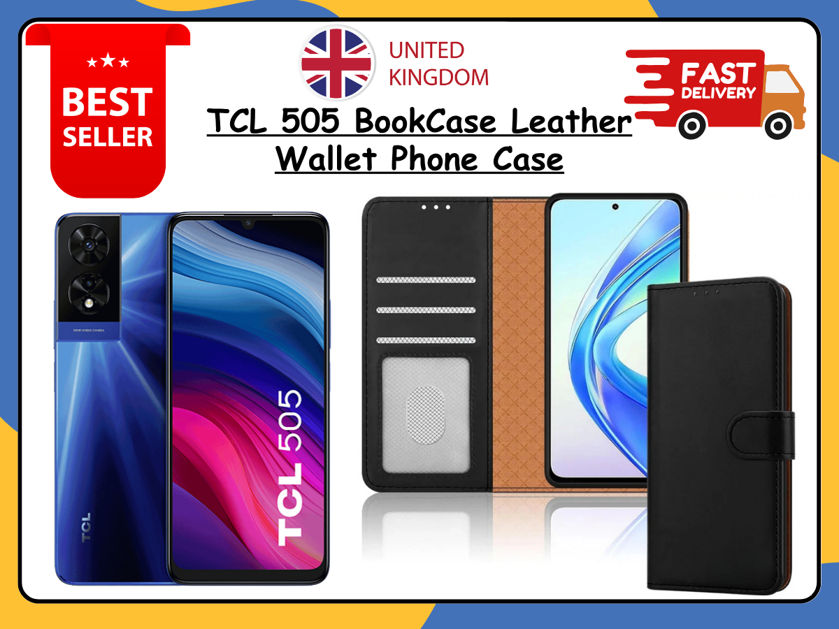 TCL 505 Wallet Case PU Retro Leather Flip Cover Card Holder Stand Magnetic UK