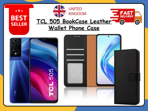 TCL 505 Wallet Case PU Retro Leather Flip Cover Card Holder Stand Magnetic UK