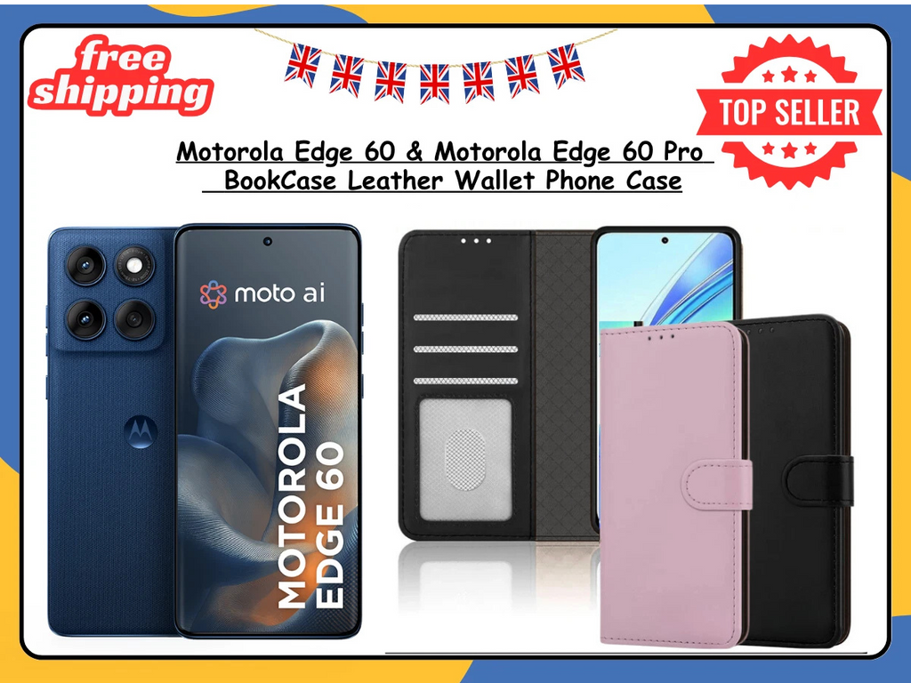 Motorola Edge 60 / Edge 60 Pro Wallet Case PU Leather Flip Stand Phone Cover UK
