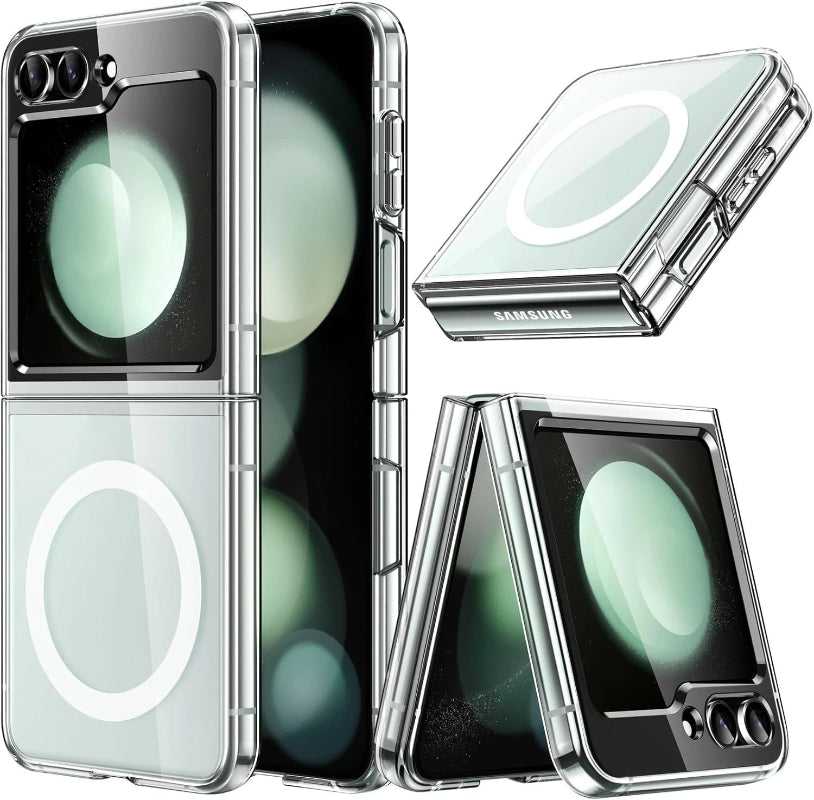 For Samsung Galaxy Z Flip 7 6 5 4 3 FE Clear Case MagSafe Charging Phone Cover