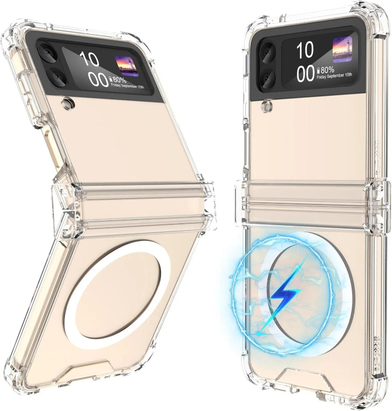 For Samsung Galaxy Z Flip 7 6 5 4 3 FE Clear Case MagSafe Charging Phone Cover