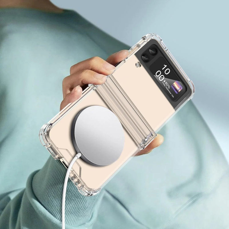 For Samsung Galaxy Z Flip 7 6 5 4 3 FE Clear Case MagSafe Charging Phone Cover