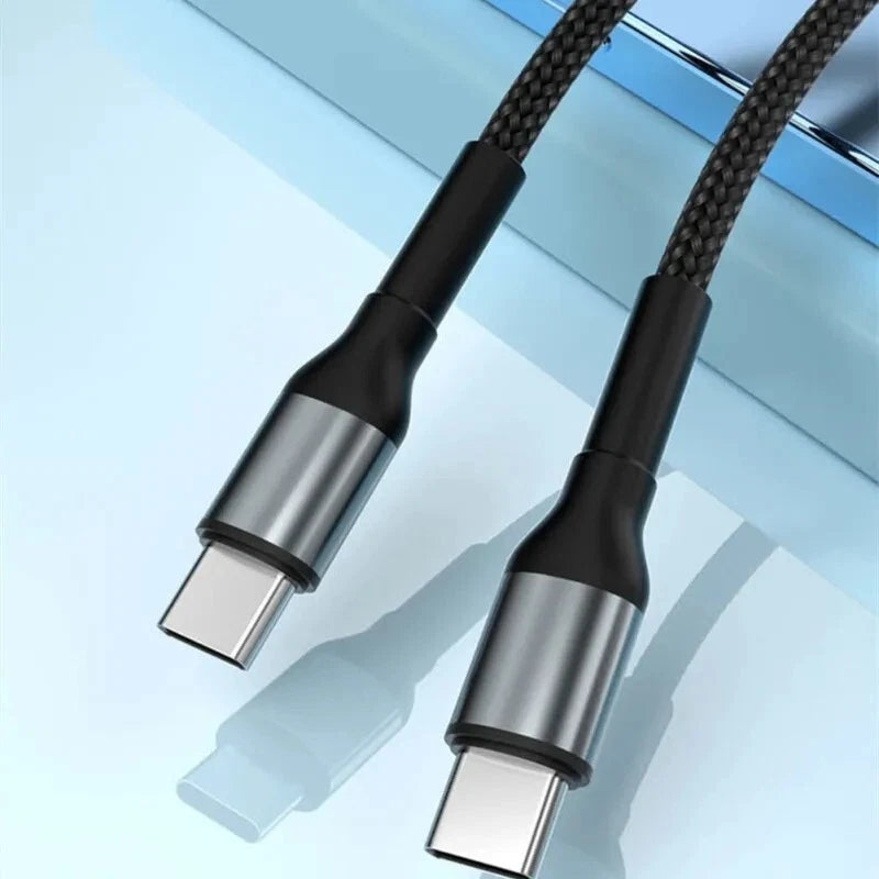 Type C to Type C Cable 3A 60W Fast Charger Braided Long Lead 1M with Sim Opener
