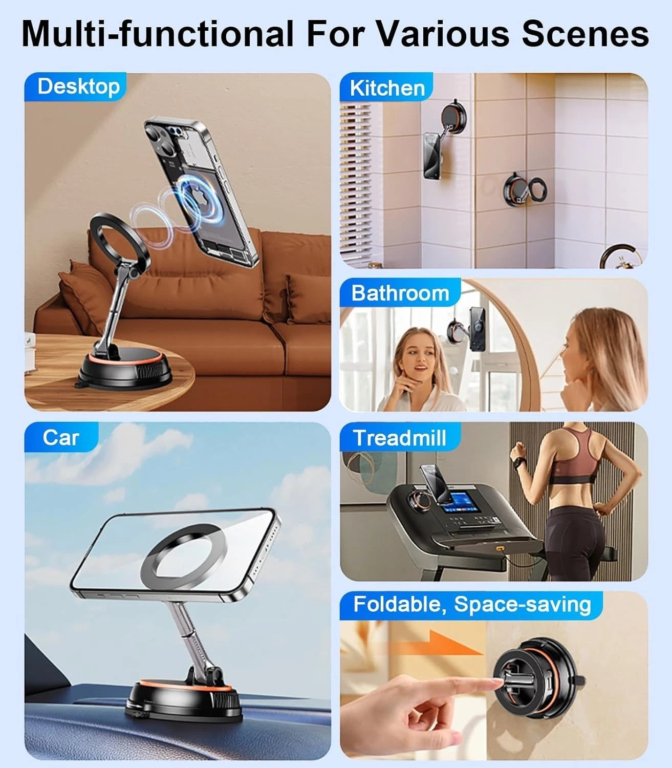 Vacuum Magnetic Phone Holder for Car,Suction Car Mobile Phone Mount 360 Degree